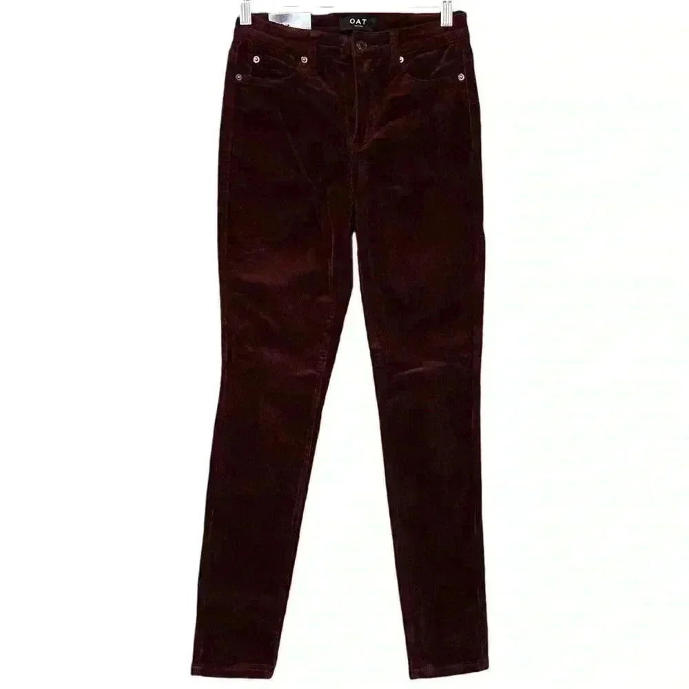 Oat New York 26 Burgundy 5 Pocket Pants Dark Academia Preppy Classic Workwear
